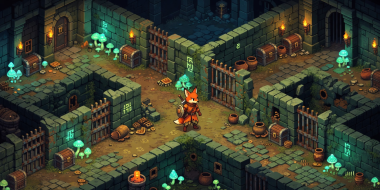 Isometric Pixel Art Dungeon Scene representing Tunic gameplay