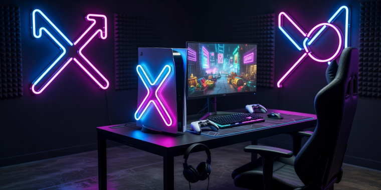 PlayStation 5 Gaming Setup with Neon Lighting representing bargain hunting guide